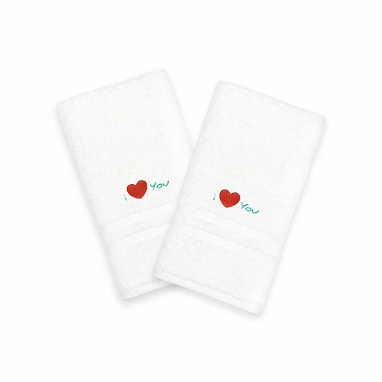 Linum Home Textiles "I Love You" Embroidered 2-pack Hand Towels Pink 7 Linum Home Textiles "I Love You" Embroidered 2-pack Hand Towels Pink - Image 7