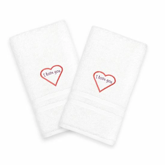 Linum Home Textiles "I Love You" Embroidered 2-pack Hand Towels Pink 8 Linum Home Textiles "I Love You" Embroidered 2-pack Hand Towels Pink - Image 8