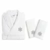 Linum Home Textiles Holiday Embroidered Luxury Hand Towel & Bathrobe Set Red Snow Flake