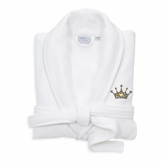 Linum Home Textiles Turkish Cotton Waffle Terry Bathrobe with Satin Piped Trim & Embroidery White Linum Home Textiles Turkish Cotton Waffle Terry Bathrobe With Satin Piped Trim & Embroidery White -Linum Home Textiles store unnamed file 5631