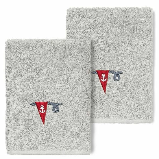 Linum Home Textiles Turkish Cotton Ethan 2-pack Embellished Washcloth Set Light Gray 5 Linum Home Textiles Turkish Cotton Ethan 2-pack Embellished Washcloth Set Light Gray - Image 5
