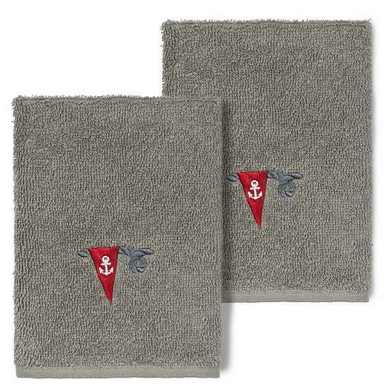 Linum Home Textiles Turkish Cotton Ethan 2-pack Embellished Washcloth Set Light Gray 7 Linum Home Textiles Turkish Cotton Ethan 2-pack Embellished Washcloth Set Light Gray - Image 7