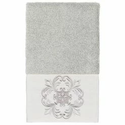 Linum Home Textiles Turkish Cotton Alyssa Embellished Hand Towel Dark Gray