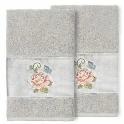 Linum Home Textiles Turkish Cotton Rebecca 2-pack Embellished Hand Towel Set Teal