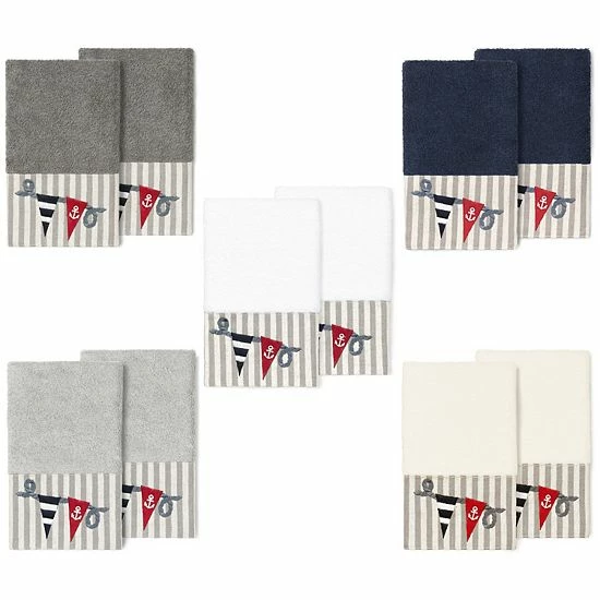 Linum Home Textiles Turkish Cotton Ethan 2-pack Embellished Hand Towel Set Light Gray 3 Linum Home Textiles Turkish Cotton Ethan 2-pack Embellished Hand Towel Set Light Gray - Image 3