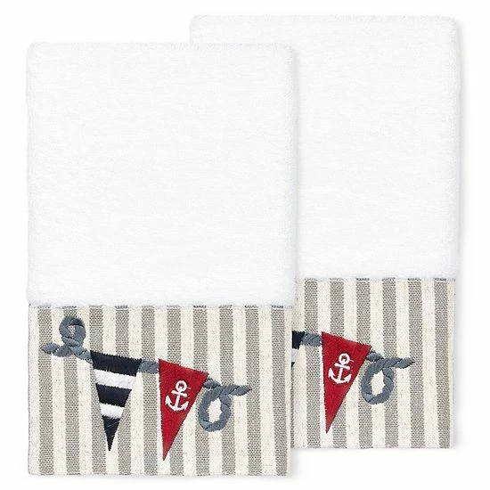 Linum Home Textiles Turkish Cotton Ethan 2-pack Embellished Hand Towel Set Light Gray 7 Linum Home Textiles Turkish Cotton Ethan 2-pack Embellished Hand Towel Set Light Gray - Image 7