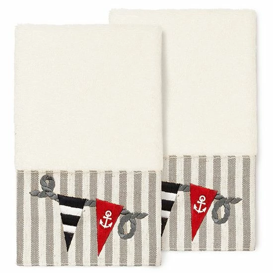 Linum Home Textiles Turkish Cotton Ethan 2-pack Embellished Hand Towel Set Light Gray 8 Linum Home Textiles Turkish Cotton Ethan 2-pack Embellished Hand Towel Set Light Gray - Image 8