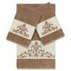 Linum Home Textiles 3-piece Scarlet Embellished Bath Towel Set Latte