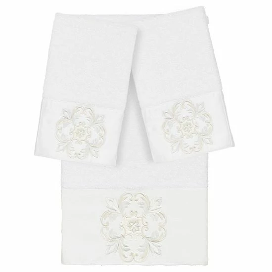 Linum Home Textiles Turkish Cotton Alyssa 3-piece Embellished Bath Towel Set White 6 Linum Home Textiles Turkish Cotton Alyssa 3-piece Embellished Bath Towel Set White - Image 6