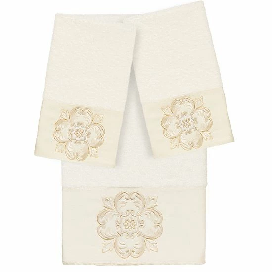 Linum Home Textiles Turkish Cotton Alyssa 3-piece Embellished Bath Towel Set White 7 Linum Home Textiles Turkish Cotton Alyssa 3-piece Embellished Bath Towel Set White - Image 7