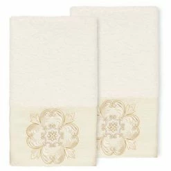 Linum Home Textiles Turkish Cotton Alyssa 2-pack Embellished Hand Towel Set Light Gray -Linum Home Textiles store unnamed file 5759
