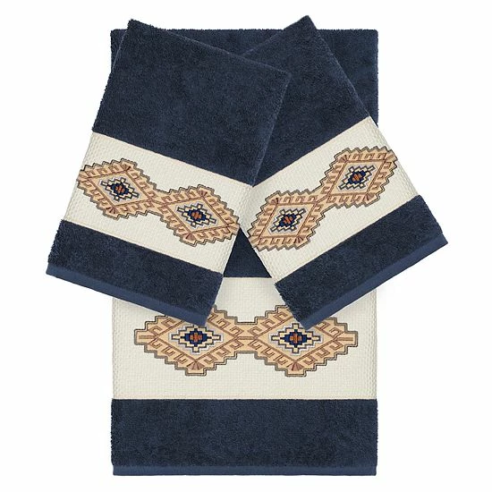 Linum Home Textiles 3-piece Turkish Cotton Gianna Embellished Towel Set White 1 Linum Home Textiles 3-piece Turkish Cotton Gianna Embellished Towel Set White