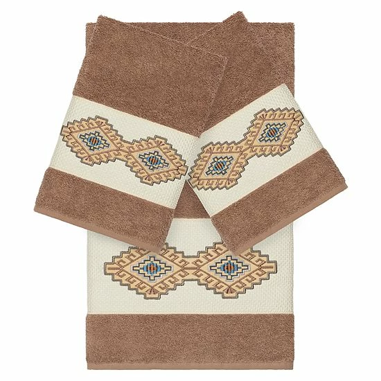 Linum Home Textiles 3-piece Turkish Cotton Gianna Embellished Towel Set White 7 Linum Home Textiles 3-piece Turkish Cotton Gianna Embellished Towel Set White - Image 7