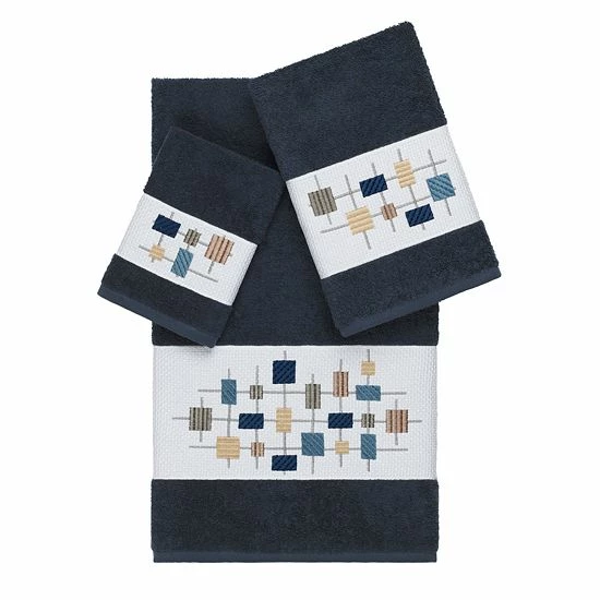 Linum Home Textiles 3-piece Turkish Cotton Khloe Embellished Towel Set Teal 6 Linum Home Textiles 3-piece Turkish Cotton Khloe Embellished Towel Set Teal - Image 6