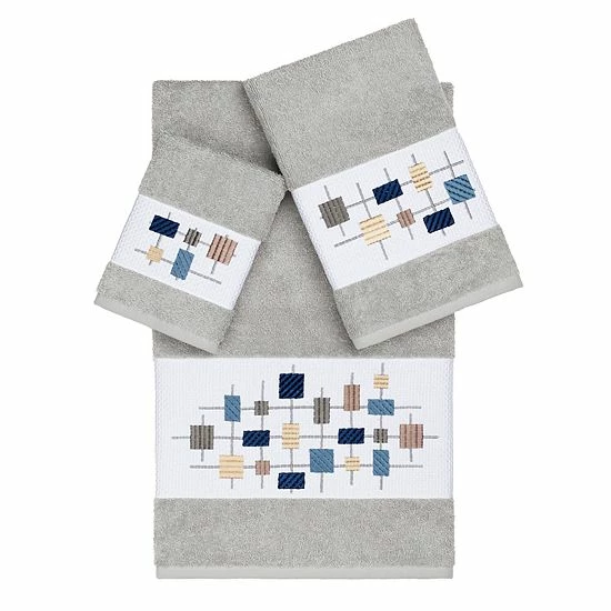 Linum Home Textiles 3-piece Turkish Cotton Khloe Embellished Towel Set Teal 7 Linum Home Textiles 3-piece Turkish Cotton Khloe Embellished Towel Set Teal - Image 7
