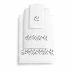 Linum Home Textiles Autumn Leaves 3-piece Bath Towel Set White Gray