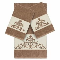 Linum Home Textiles 3-piece Scarlet Embellished Bath Towel Set Latte -Linum Home Textiles store unnamed file 580