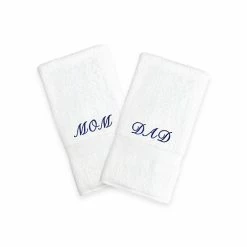 Linum Home Textiles "Mom & Dad" Embroidered 2-pack Hand Towels Gold