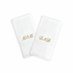 Linum Home Textiles "Mom & Dad" Embroidered 2-pack Hand Towels Gold -Linum Home Textiles store unnamed file 5859