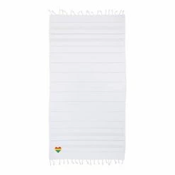 Linum Home Textiles Turkish Cotton Summer Fun Cheerful Rainbow Heart Pestemal Beach Towel Royal Blue