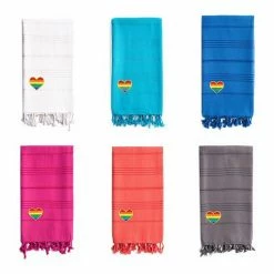 Linum Home Textiles Turkish Cotton Summer Fun Cheerful Rainbow Heart Pestemal Beach Towel Royal Blue -Linum Home Textiles store unnamed file 5870