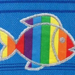 Linum Home Textiles Turkish Cotton Summer Fun Sparkling Rainbow Fish Pestemal Beach Towel Turquoise -Linum Home Textiles store unnamed file 5880