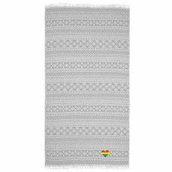 Linum Home Textiles Turkish Cotton Sea Breeze Cheerful Rainbow Heart Pestemal Beach Grey