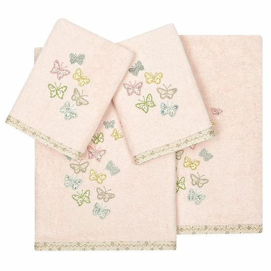 Linum Home Textiles Turkish Cotton Mariposa 4-piece Embellished Towel Set Cocoa 10 Linum Home Textiles Turkish Cotton Mariposa 4-piece Embellished Towel Set Cocoa - Image 10