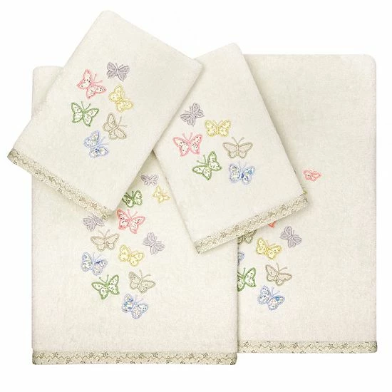 Linum Home Textiles Turkish Cotton Mariposa 4-piece Embellished Towel Set Cocoa 12 Linum Home Textiles Turkish Cotton Mariposa 4-piece Embellished Towel Set Cocoa - Image 12