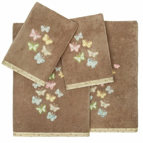 Linum Home Textiles Turkish Cotton Mariposa 4-piece Embellished Towel Set Cocoa 13 Linum Home Textiles Turkish Cotton Mariposa 4-piece Embellished Towel Set Cocoa - Image 13