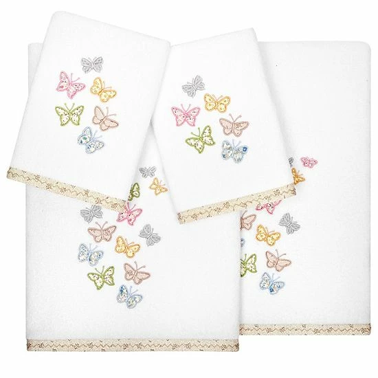 Linum Home Textiles Turkish Cotton Mariposa 4-piece Embellished Towel Set Cocoa 14 Linum Home Textiles Turkish Cotton Mariposa 4-piece Embellished Towel Set Cocoa - Image 14