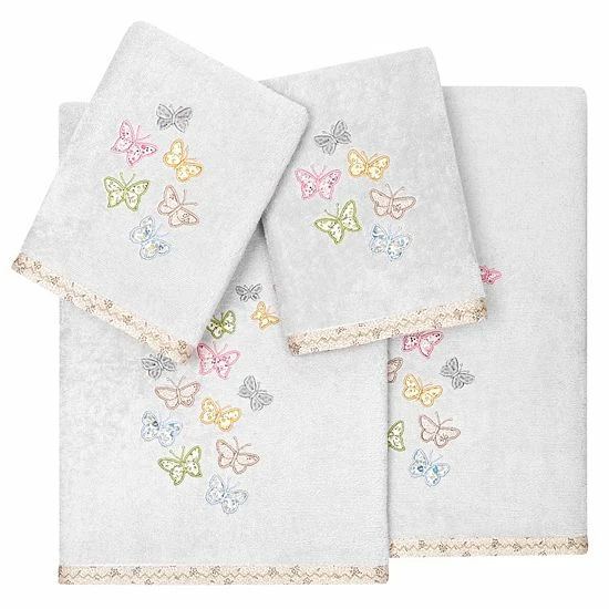 Linum Home Textiles Turkish Cotton Mariposa 4-piece Embellished Towel Set Cocoa 15 Linum Home Textiles Turkish Cotton Mariposa 4-piece Embellished Towel Set Cocoa - Image 15