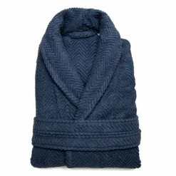 Linum Home Textiles Unisex Herringbone Weave Bathrobe Midnight Blue 3 Linum Home Textiles Unisex Herringbone Weave Bathrobe Midnight Blue -Linum Home Textiles store unnamed file 61