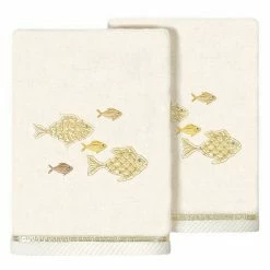 Linum Home Textiles Turkish Cotton Figi 2-piece Embellished Hand Towel Set Blush