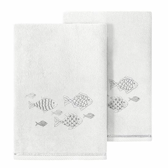 Linum Home Textiles Turkish Cotton Figi 2-piece Embellished Bath Towel Set White Linum Home Textiles Turkish Cotton Figi 2-piece Embellished Bath Towel Set White -Linum Home Textiles store unnamed file 6192