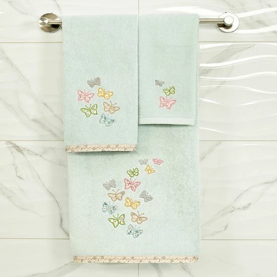 Linum Home Textiles Turkish Cotton Mariposa 2-piece Embellished Bath Towel Set Charcoal 3 Linum Home Textiles Turkish Cotton Mariposa 2-piece Embellished Bath Towel Set Charcoal - Image 3