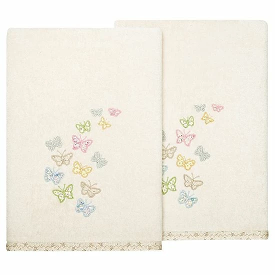 Linum Home Textiles Turkish Cotton Mariposa 2-piece Embellished Bath Towel Set Charcoal 6 Linum Home Textiles Turkish Cotton Mariposa 2-piece Embellished Bath Towel Set Charcoal - Image 6