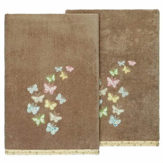 Linum Home Textiles Turkish Cotton Mariposa 2-piece Embellished Bath Towel Set Charcoal 7 Linum Home Textiles Turkish Cotton Mariposa 2-piece Embellished Bath Towel Set Charcoal - Image 7