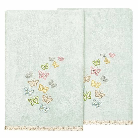 Linum Home Textiles Turkish Cotton Mariposa 2-piece Embellished Bath Towel Set Charcoal 8 Linum Home Textiles Turkish Cotton Mariposa 2-piece Embellished Bath Towel Set Charcoal - Image 8