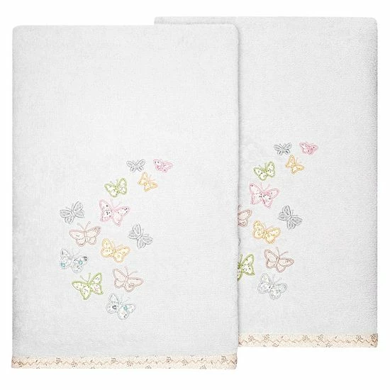 Linum Home Textiles Turkish Cotton Mariposa 2-piece Embellished Bath Towel Set Charcoal 9 Linum Home Textiles Turkish Cotton Mariposa 2-piece Embellished Bath Towel Set Charcoal - Image 9