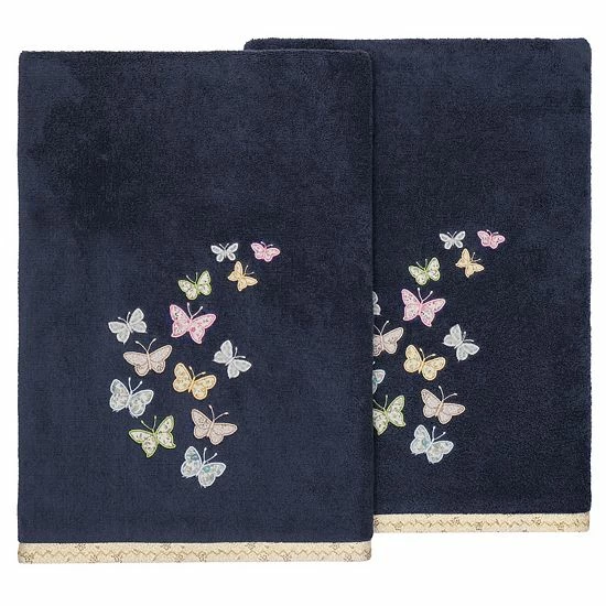 Linum Home Textiles Turkish Cotton Mariposa 2-piece Embellished Bath Towel Set Charcoal 10 Linum Home Textiles Turkish Cotton Mariposa 2-piece Embellished Bath Towel Set Charcoal - Image 10
