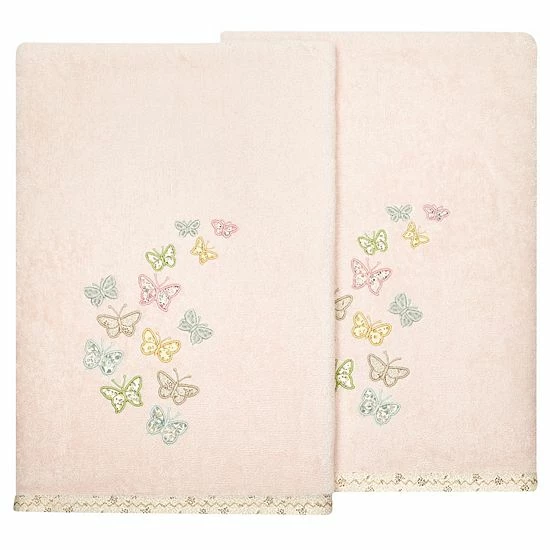 Linum Home Textiles Turkish Cotton Mariposa 2-piece Embellished Bath Towel Set Charcoal 13 Linum Home Textiles Turkish Cotton Mariposa 2-piece Embellished Bath Towel Set Charcoal - Image 13