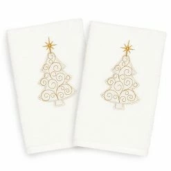 Linum Home Textiles 2-pack Christmas Scroll Tree Embroidered Hand Towel Set Sand -Linum Home Textiles store unnamed file 625