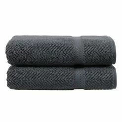 Linum Home Textiles Herringbone 2-pk. Bath Towels Midnight Blue