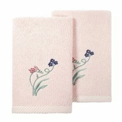 Linum Home Textiles Turkish Cotton Stella 2-piece Embellished Fingertip Towel Set Beige