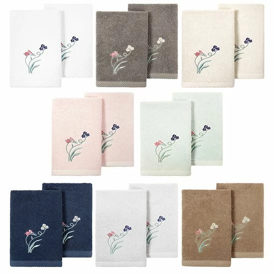 Linum Home Textiles Turkish Cotton Stella 2-piece Embellished Fingertip Towel Set Beige 5 Linum Home Textiles Turkish Cotton Stella 2-piece Embellished Fingertip Towel Set Beige - Image 5