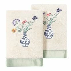 Linum Home Textiles Turkish Cotton Stella 2-piece Embellished Hand Towel Set Blush