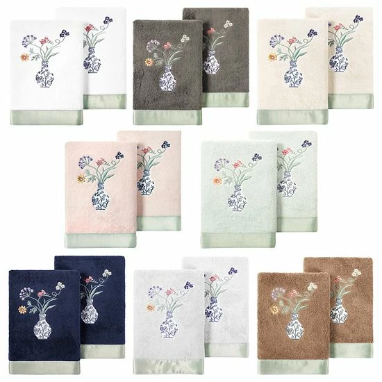 Linum Home Textiles Turkish Cotton Stella 2-piece Embellished Hand Towel Set Blush 5 Linum Home Textiles Turkish Cotton Stella 2-piece Embellished Hand Towel Set Blush - Image 5