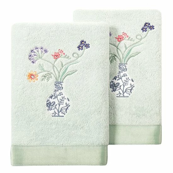 Linum Home Textiles Turkish Cotton Stella 2-piece Embellished Hand Towel Set Blush 6 Linum Home Textiles Turkish Cotton Stella 2-piece Embellished Hand Towel Set Blush - Image 6