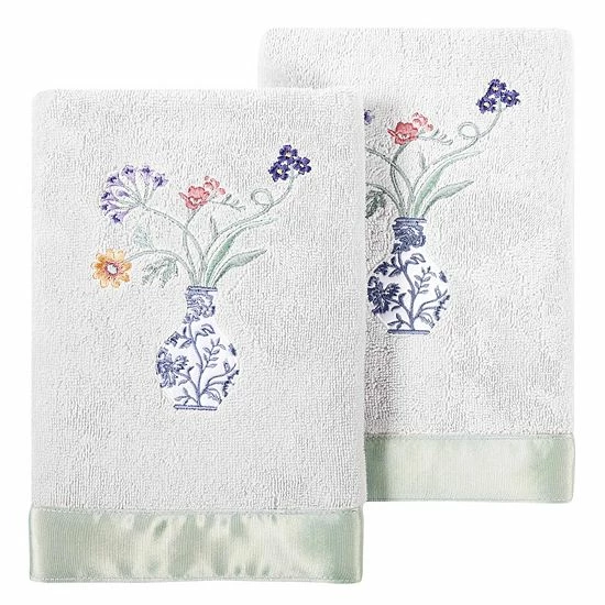 Linum Home Textiles Turkish Cotton Stella 2-piece Embellished Hand Towel Set Blush 8 Linum Home Textiles Turkish Cotton Stella 2-piece Embellished Hand Towel Set Blush - Image 8